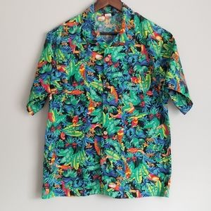Vintage Toucan Dance Hawaiian Tropical Shirt Men's Medium
